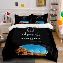 God Will Provide Scripture Bedding Set  Bedding set (1 duvet cover, 2 pillowcases, duvet not included) 135x200cm