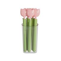 5pcs Tulip Shape Magnetic Sealing Clip Sealer Refrigerator Food Bag Clip Moisture-proof Fresh-keeping Clip Milk Powder Snack Clip rožinė