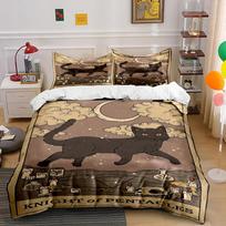Black Cat Tarot Bed Set - Knight of Pentacles Bedding set (1 duvet cover, 2 pillowcases, duvet not included) 135x200cm