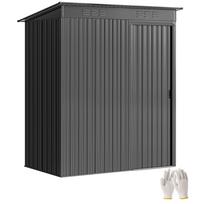 5 x 3.5ft Metal Garden Storage Shed with Effortless Assembly and 2 Pairs of Gloves, Waterproof Outdoor Shed, Dark Grey 159 x 106 x 181 cm tamsiai pilka spalva