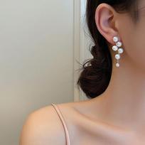 New Fashion Korean Oversized White Pearl Drop Earrings for Women Bohemian Golden Round Zircon Wedding Earrings Jewelry Gift