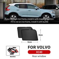 Magnetinis automobilio šoninis galinio lango saulės gaubtas Volvo XC40 V90, UV apsaugos tinklinis dangtelis for XC40 Rear Window juoda