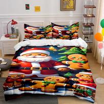 Christmas Santa and Gingerbread Bedding Set Bedding set (1 duvet cover, 2 pillowcases, duvet not included) 135x200cm