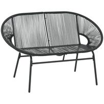 Rattan Armchair Relax Chair in Boho Style, 132 cm x 72 cm x 83 cm, Black 132 x 72 x 83 cm