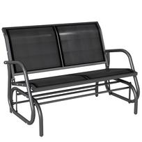 -Seater Rocking Chair Garden Bench with Rocking Mechanism, up to 200 kg Load Capacity, 120 x 70 x 85 cm, Black 120 x 70 x 85 cm juoda