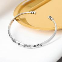 Bohemia Simple 925 Sterling Silver Vintage Fish Charm Bracelet &Bangle For Women Men Fashion Elegant Jewelry sl100
