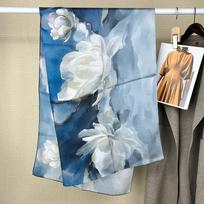 Mysterious Blue Series! 12 Mmi Plain Crepe Satin Silk Scarf Women'S Ink Three-Dimensional Style Mulberry Silk Scarf 53X170CM