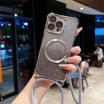 Bling Clear Phone Case For Vivo X100 X100s Pro Ultra X200 Pro Mini X200s X200 Ultra Magnetic Shockproof Crossbody Lanyard Funda vivo X200 Pro mini sidabras