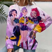 New Fashion Long Sleeve Round Neck Anime K-Pop Demon Hunters Printed Hoodie Sweatshirt Street Wear Women Sweatshirt Huntrix Kpop S