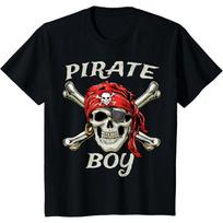 Kids Pirate Boy Skull and Crossbones Jolly Roger Birthday Pirate T-Shirt S juoda