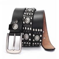 Aukštos kokybės metalo kniedės kaubojų diržas, aukščiausios kokybės natūralios odos Cowskin vyriškas diržas Punk Rivet Džinsų diržai vyrams 105CM