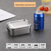 304 Stainless Steel Bento Lunch Box with Lid - Food Grade for Students and Office Workers 850 ml white