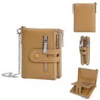 Women's Wallet with Keychain Strap Card Holder Coin Zip Pocket Ins Style Short Bifold Purse ruda