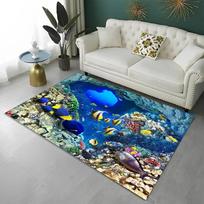 3D Ocean Animal Underwater World Colorful Area Rug Machine Washable Carpet Ideal for For Bedroom, Living Room, Kitchen Floor Mat 40cm x 60cm