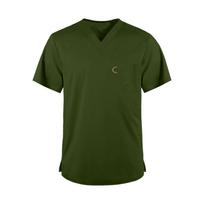 Men's Fashionable V-neck Short-sleeved Work Uniform,  Color Top,  Uniform L armijos žalia spalva