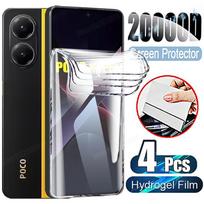 4 vnt. Hidrogelio plėvelė Xiaomi POCO X7 Pro X6 X5 X4 GT X3 NFC M6 M7 Pro Ekranų apsauga POCO F8 Ultra F7 Pro F6 F5 C75 Plėvelė For POCO C65 balta