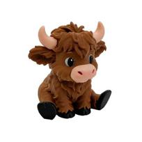 Mini miela Škotijos galvijų figūrėlė 3D spausdinta animacinio stiliaus sėdinti galvijų statulėlė Kolekcinis gyvūno ornamentas namų, biuro stalo lentynos dekoravimui A