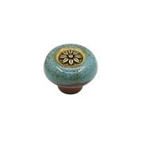 Vintage Cabinet Knobs Flower Carving Anti-rust Home Improvement Leopard Round Cabinet Handle for Wardrobe A mėlyna
