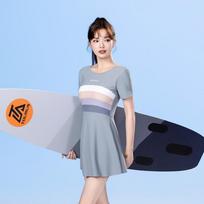Swimming Pool Sports Surfing Training Skirt One-piece Swimsuit Women's Belly Cover Slimming Conservative Large Size Hot M pilka