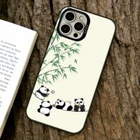 Baby panda Phone Case For iPhone 17,16,15,14,13,12,11 Plus,Pro Max,XS,Colored Silver Plated Inside Cover iPhone14