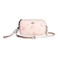 Coach Sadie 19 Zipper Floral Bow Print Coated Canvas Handheld Shoulder Crossbody Bag Small Women Bags Ice-Pink CK579-SVNIX Basic Set (Bag+Dust Bag)