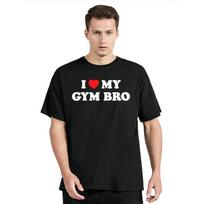 I Love Heart My Gym Bro Tshirt Funny Fitness Workout TShirt Casual Streetwear New Mens Clothing Cotton T Shirt Oversized Tops S juoda