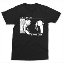 Vintage Funny Eat Your Protein Anime Gym Pump Bodybuilding Fitness T-Shirt Men Women Cotton Tees T Shirts Printing Clothes Top S įvairiaspalvis