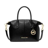 MICHAEL KORS Hyde branded metal logo leather handbag small women's black juoda