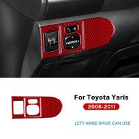 For Toyota Yaris 2006 2007 2008 2009 2010 2011 Real Soft Carbon Fiber Sticker LHD Car Headlight Rearview Mirror Button Trim. For LHD Red