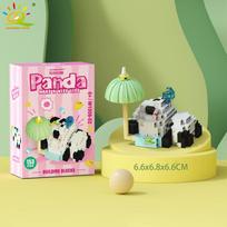 HUIQIBAO Mini mielas panda mikro statybiniai kaladėlės 3D deimantinis modelis gyvūno kaladėlės DIY miesto statybos žaislai vaikams vaikų dovana with box
