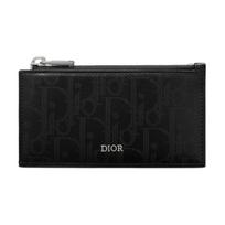 Dior Reflective Logo Letter Print Zipper Card Holder Men Card Holder Black 2ESBC250VPD-H03E Basic Set (Bag+Dust Bag)