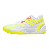 PUMA Trc Blaze Court Glow Stick Men Round Toe Lace Up Fabric Leather Non-slip Wear-resistant Low Top Basketball Shoes White Yellow 377400-01 44.5