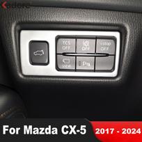 Car Head Light Lamp Switch Button Panel Cover Trim For Mazda CX5 CX-5 KF 2017-   2024 Matte Interior Accessories Low Configuration
