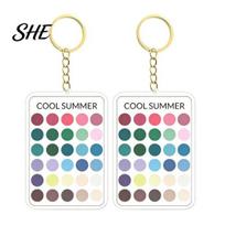 Personal Color Palette 2Pcs Keychain Pendant, Clear Acrylic Season Analysis Swatches Portable Guide Keychain, Card, Gifts for Fashion Lovers 2pcs K