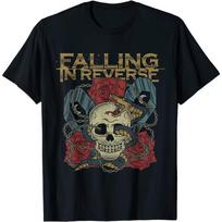 Alternative Rock T-Shirt – Dark Skull, Snake and Roses Graphic Tee S-4XL 3XL
