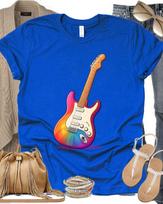 Electric Guitar Rainbow Rock & Roll T-Shirt, Musician Tee, Colorful Gift for Guitarist, Unisex Short Sleeve Tee, Casual Wear, 8 colors 4XL