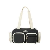 Emis Nylon Color Block Shoulder Bag Charcoal ONE SIZE