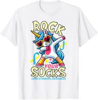 Rock Your Socks Down Syndrome Awareness Day Unicorn T-Shirt M
