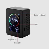 2.8-inch LCD CO2 Concentration Tester Mini Carbon Dioxide Detector Humidity & Temperature Meter Air Quality Monitor 1200mAh Lithium Battery CO2 Meter ABS