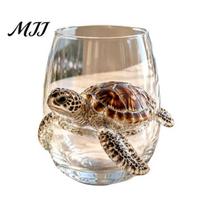 Kūrybingas pokalbio pradžios stiklinis puodelis 12oz su aštuonkoju, reljefiniu dizainu, rankomis tapytu jūriniu stiliumi, rankų darbo giliavandenio rašto puodelis Tortoise beige