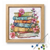 Flowers Books Partial 11CT DIY Beaded Cross Stitch Kits for Adults Home Decor Embroidery Needlepoint Starter Kits 36x36cm