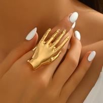 Light Luxury Niche Open Ring Women 3D Palm Design European Daily Street Decor Jewelry
