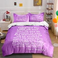 Bible Verse Purple Bedding Set Bedding set (1 duvet cover, 2 pillowcases, duvet not included) 135x200cm