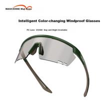 MAGICSHINE Professional Photochromic Cycling Glasses, Day And Night Use, Windproof Goggles, RL001B (White + Pink)