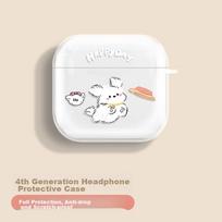 AirPods 4 Case [Flying Disc Puppy] Apple Earphone Cover, Wireless Bluetooth Headphone Case, Shockproof Creative Anti-Slip Shell Storage Box