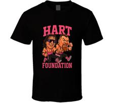 The Hart Foundation Tag Team Retro Wrestling Legend Caricature Unisex T-Shirt S