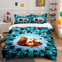 Cartoon Squirrel and Fish Pattern Bedding Set Bedding set (1 duvet cover, 2 pillowcases, duvet not included) 135x200cm