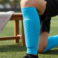Shin Guard Sleeve Hexagonal Pattern Honeycomb Pullon Sports Protection for Football,