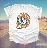 Vintage Motorcycle Racing Skull TShirt | Caffeine Gasoline Retro Car Motocross XL
