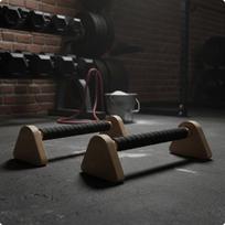 2 Pieces Wooden Pressup Stands Wood Parallettes Stable Triangle Base Handstand Grips for Men,